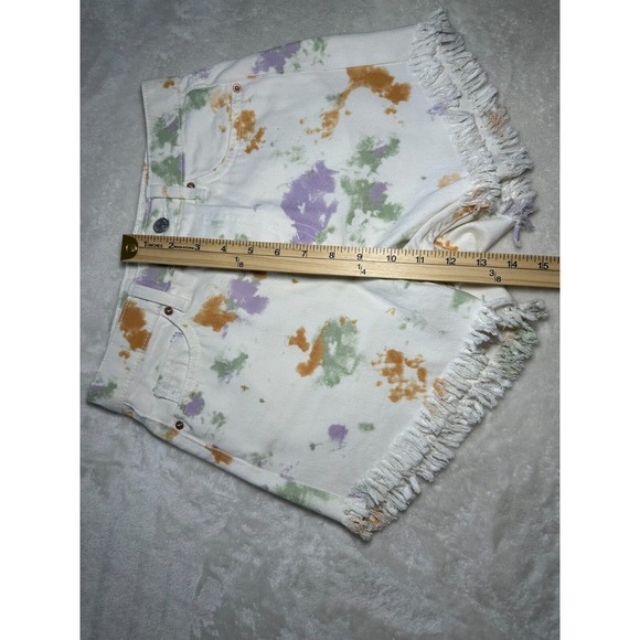 Wild Fable Women Shorts-00 White MultiColor Splatter Pattern Highest Rise Jean - Picture 8 of 9